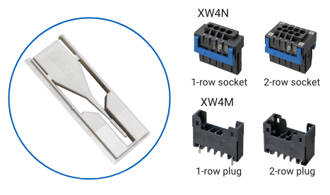 XW4N: 1-row socket, 2-row socket XW4M:1-row flag, 2-row flag