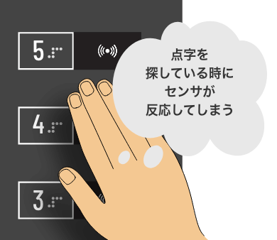点字を探している時にセンサが反応してしまう