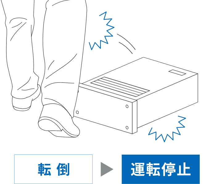 転倒 => 運転停止
