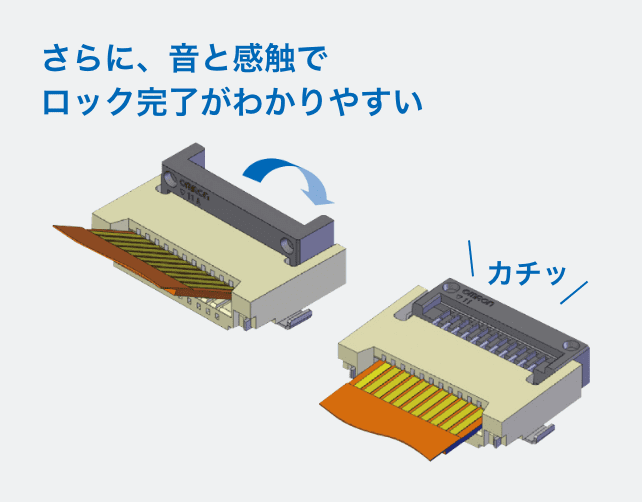 さらに、音と感触でロック完了がわかりやすい。