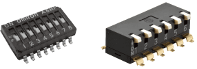Surface mount (SMD) DIP Switch: Compact switch for setting hardware parameters directly on the PC board.