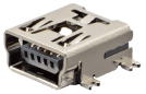 Surface mount (SMD) I/O Connector: Interface component for external data and power connections on the PC board.