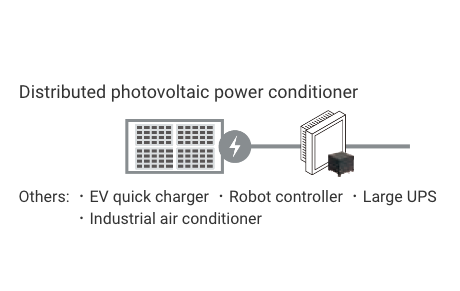 Distributed photovoltaic power conditioner. Others: ・EV quick charger ・Robot controller ・Large UPS ・Industrial air conditioner