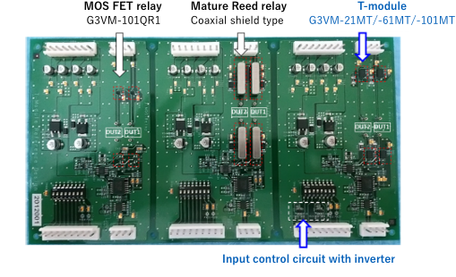 MOSFET relay G3VM-101QR1, Mature Reed relay Coaxial shield type, T-module G3VM-21MT/-61MT/-101MT, Input control circuit with inverter