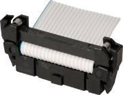 Space-saving terminal block design for compact industrial equipment enclosures.