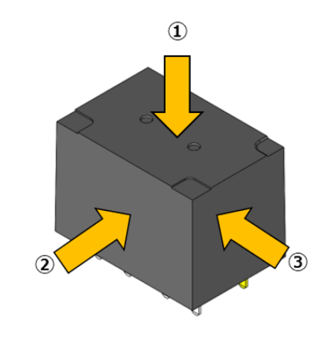 Diagram of a relay terminal showing potential stress points during mounting.
