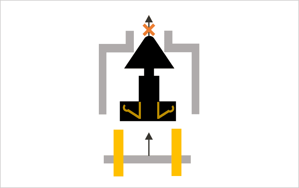 Dimensional diagram of D2EW switch with pin-type terminals for PCB mounting.
