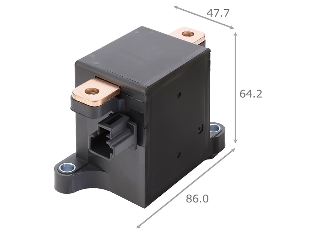 Application image: Aratas DC power relays installed in a compact EV battery pack.