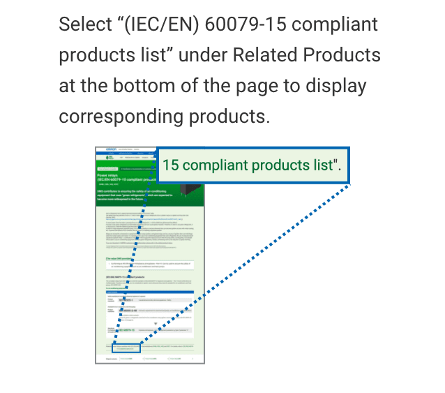 Scan the QR code. Power relay (explosion-proof certified product) => Select '(IEC/EN) 60079-15 compliant products list' under Related Products at the bottom of the page to display corresponding products.