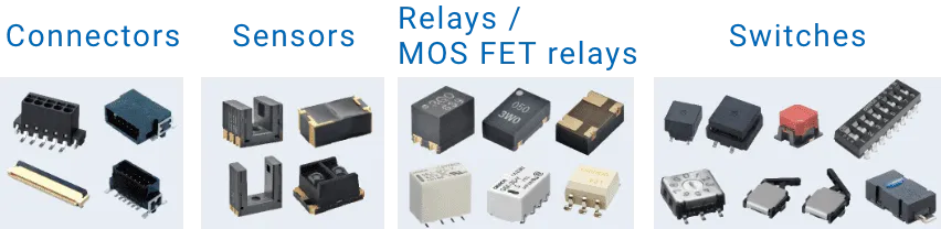Connectors Sensors Relays / MOSFET relays Switches